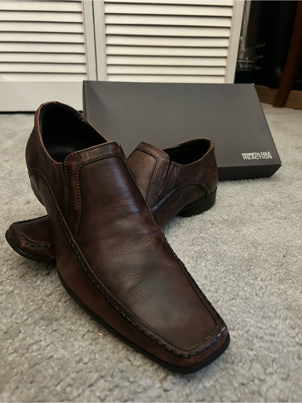 Kenneth Cole Reaction Brown Leather Slip-On Loafers